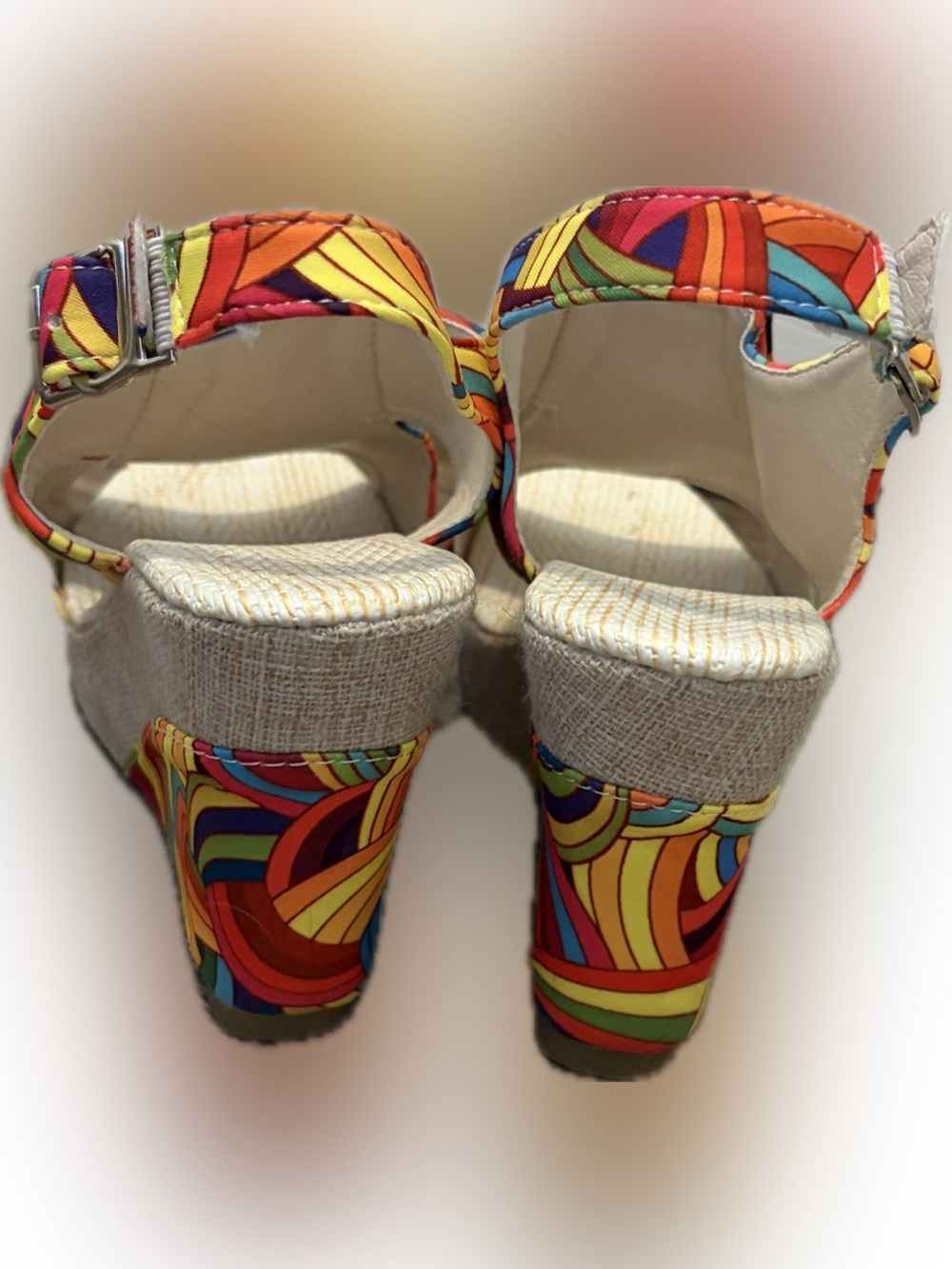 Retro Multi-Color Platform Wedge Sandals - Picture 3 of 5